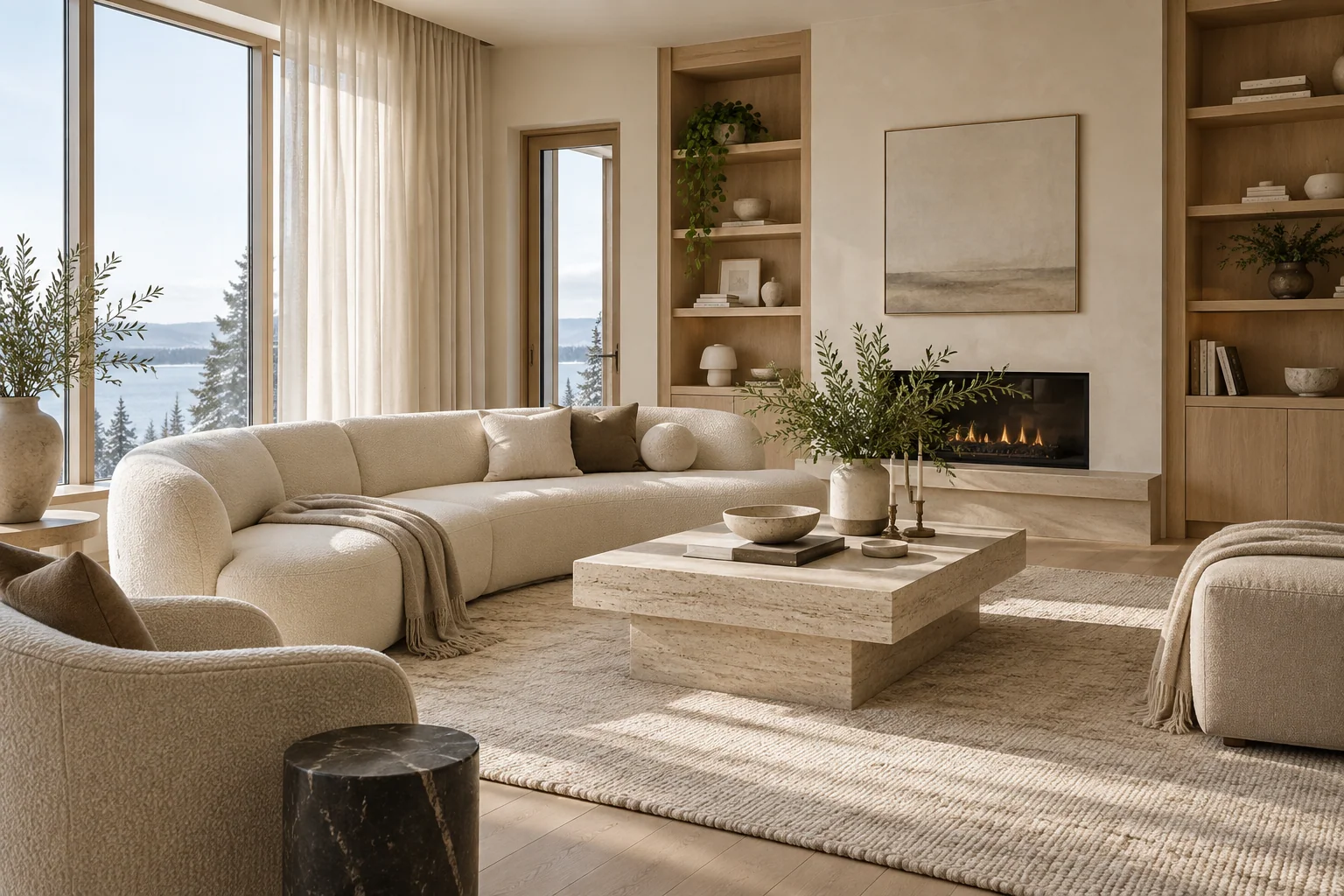 An illustrative interior with considered furniture, textures and natural light